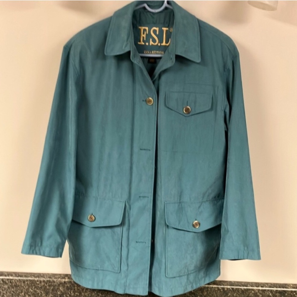 3/$15 ❤️ F.S.L. Collection Teal faux suede hooded jacket S